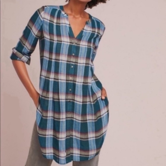 Anthropologie Tops - 💘 Anthropologie Akemi + Kin Lucie plaid button tunic top
